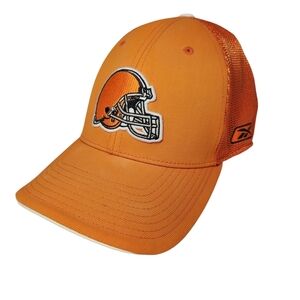 Reebok NFL Cleveland Browns Hat Cap Flex Fit Orange Trucker Mesh One Size NWOT